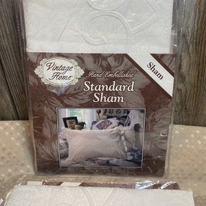 Vintage Home Hand Embellished White Standard Shams Lot of 2 Tapework NEW